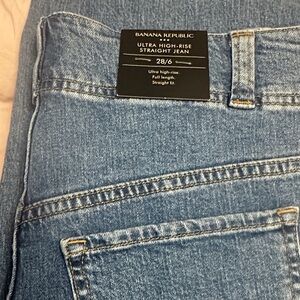 Banana Republic High Rise Straight Leg Denim in Medium Blue